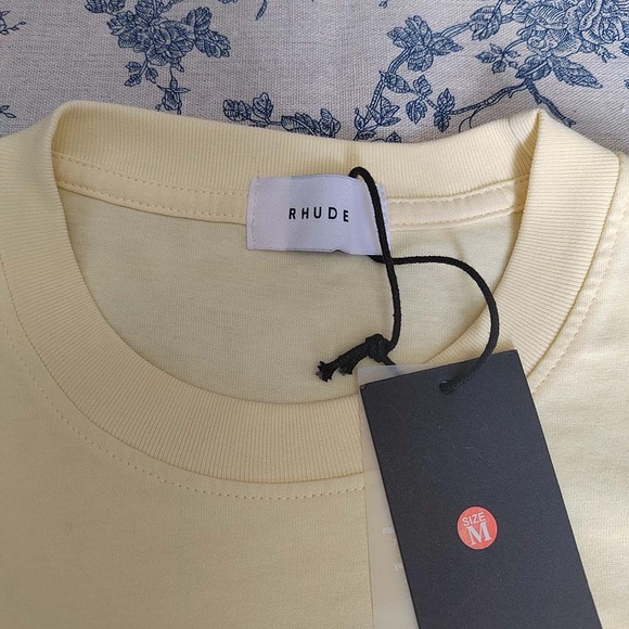 Rhude Card Backprint T-Shirt In Cream - Picture 2 of 9